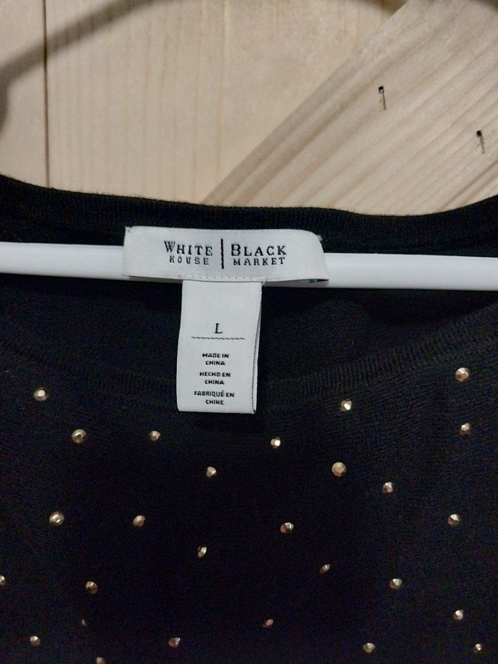 White House Black Market Black Sweater with Gold Stud Accents - Picture 2 of 4